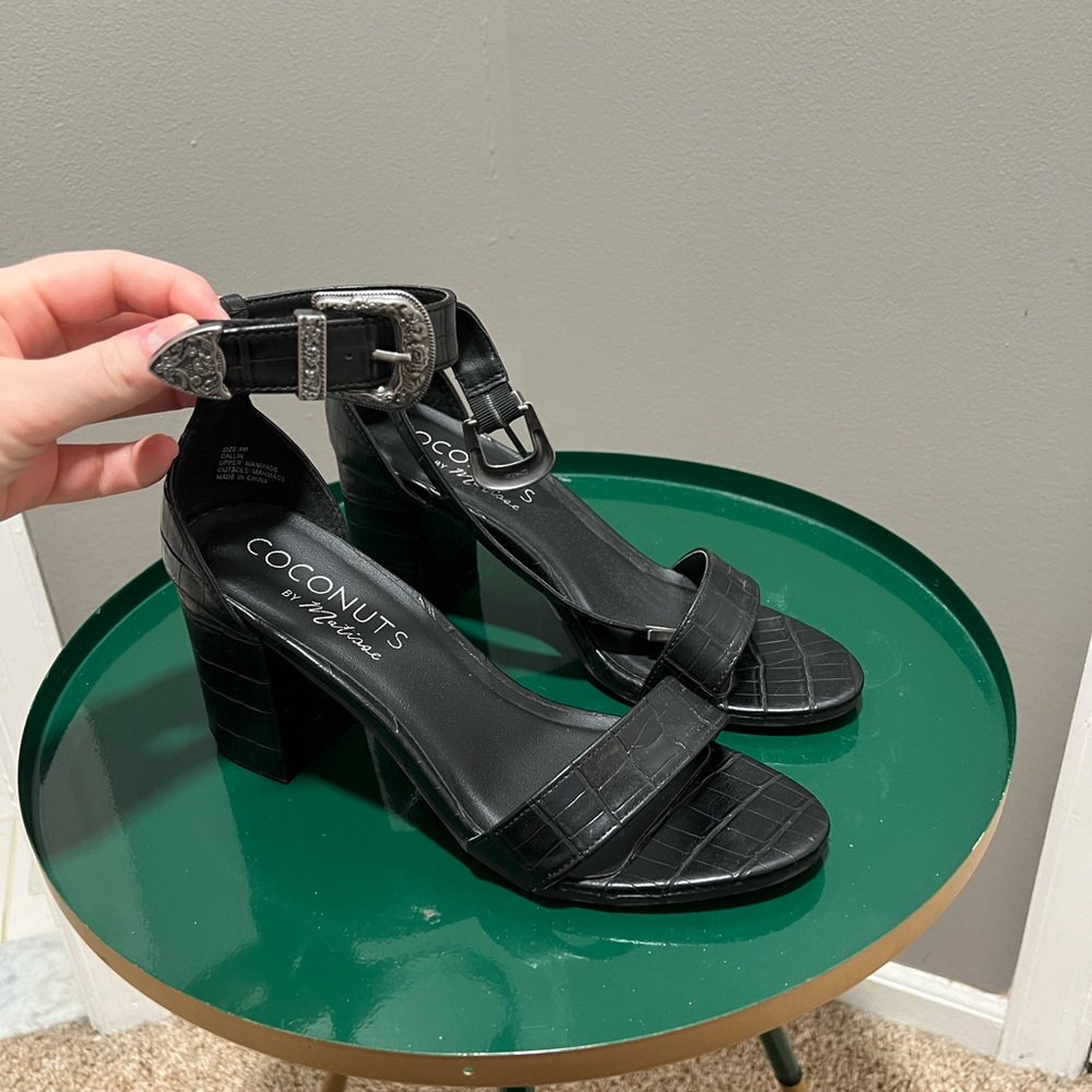 Coconuts by Matisse Black Croc-Embossed Heels